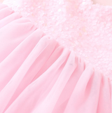 Pink Sequin Tulle Princess Dress for Girls – Sparkly Party Dress with Ruffle Sleeves