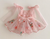 Sweet Strawberry Embroidered Tulle Dress – Pink Fairy Tale Style for Girls