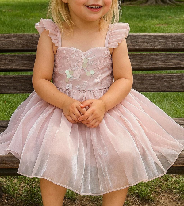 Sparkly Pink Sequin Tulle Dress: Flower Girl Birthday Party