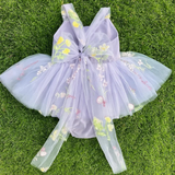 Lavender Floral Tulle Baby Girl Dress – Embroidered Birthday or Special Occasion Dress