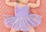 Lavender Floral Tulle Baby Girl Dress – Embroidered Birthday or Special Occasion Dress