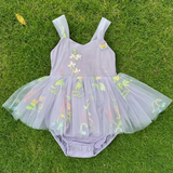 Lavender Floral Tulle Baby Girl Dress – Embroidered Birthday or Special Occasion Dress